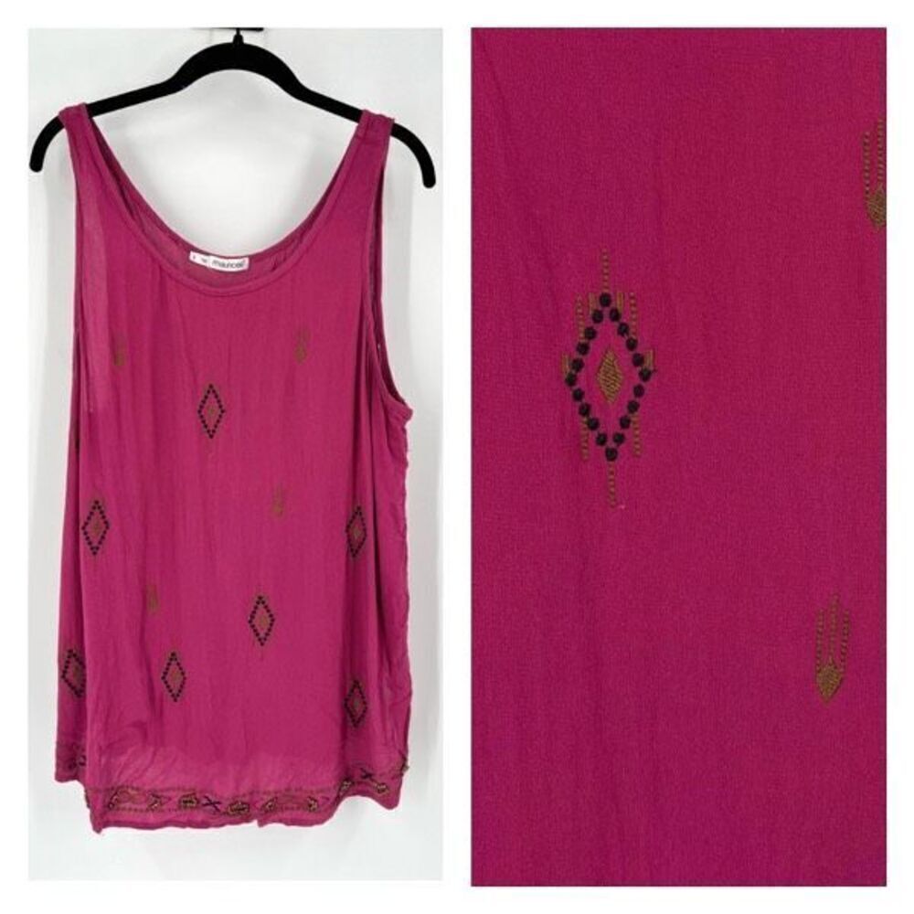 Maurice’s beaded embellished purple tank top size 1 Large‎ wine burgundy